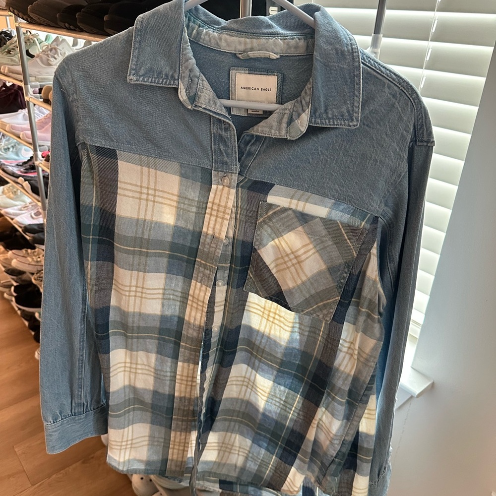 American Eagle Light Blue Denim Shirt